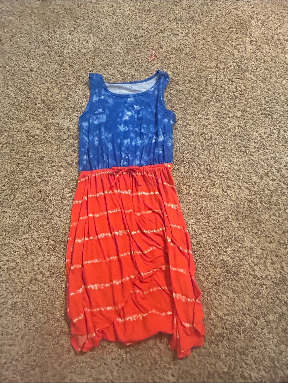 Girls red white and blue dress so size large 10/12 Fourth of July like new bow
